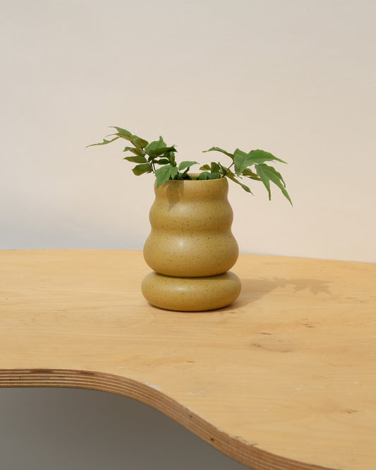 Small One of a Kind Pedestal Planter Chartreuse