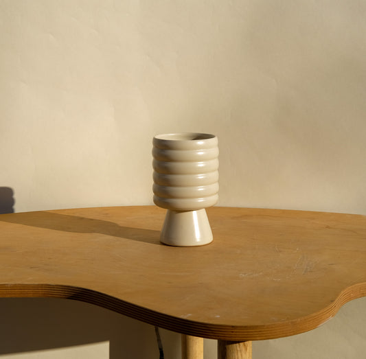 Small Pedestal Planter Bone