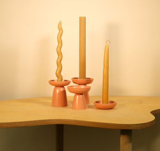 Orange Taper Candle Holders