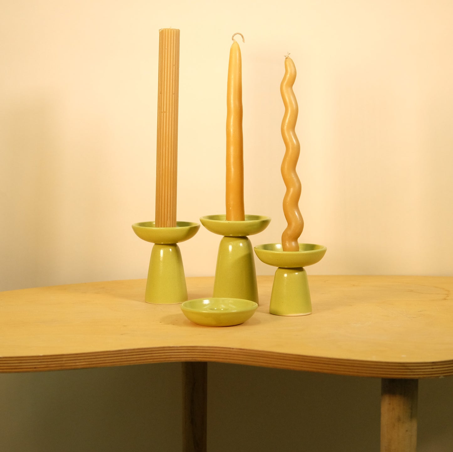 Green Taper Candle Holders