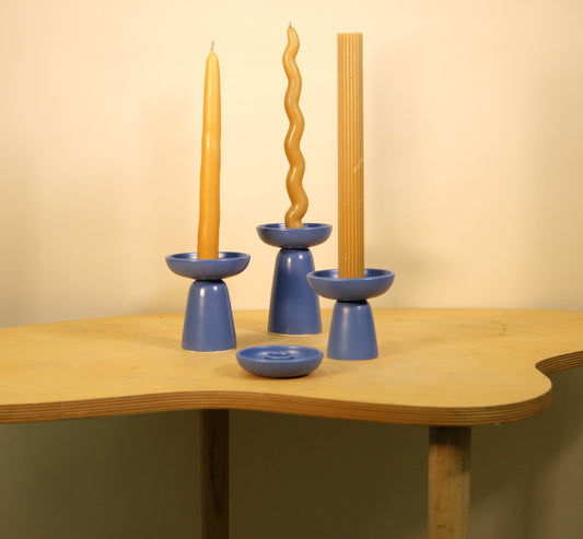 Blue Taper Candle Holders